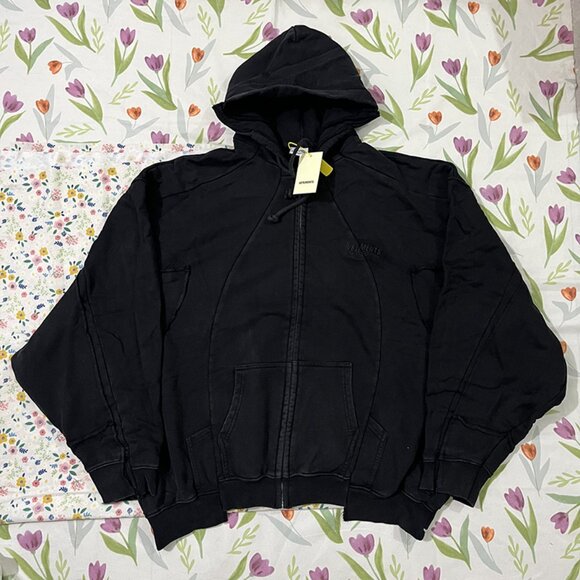 Vetements Black Hooded Zip-Up Sweatshirt
